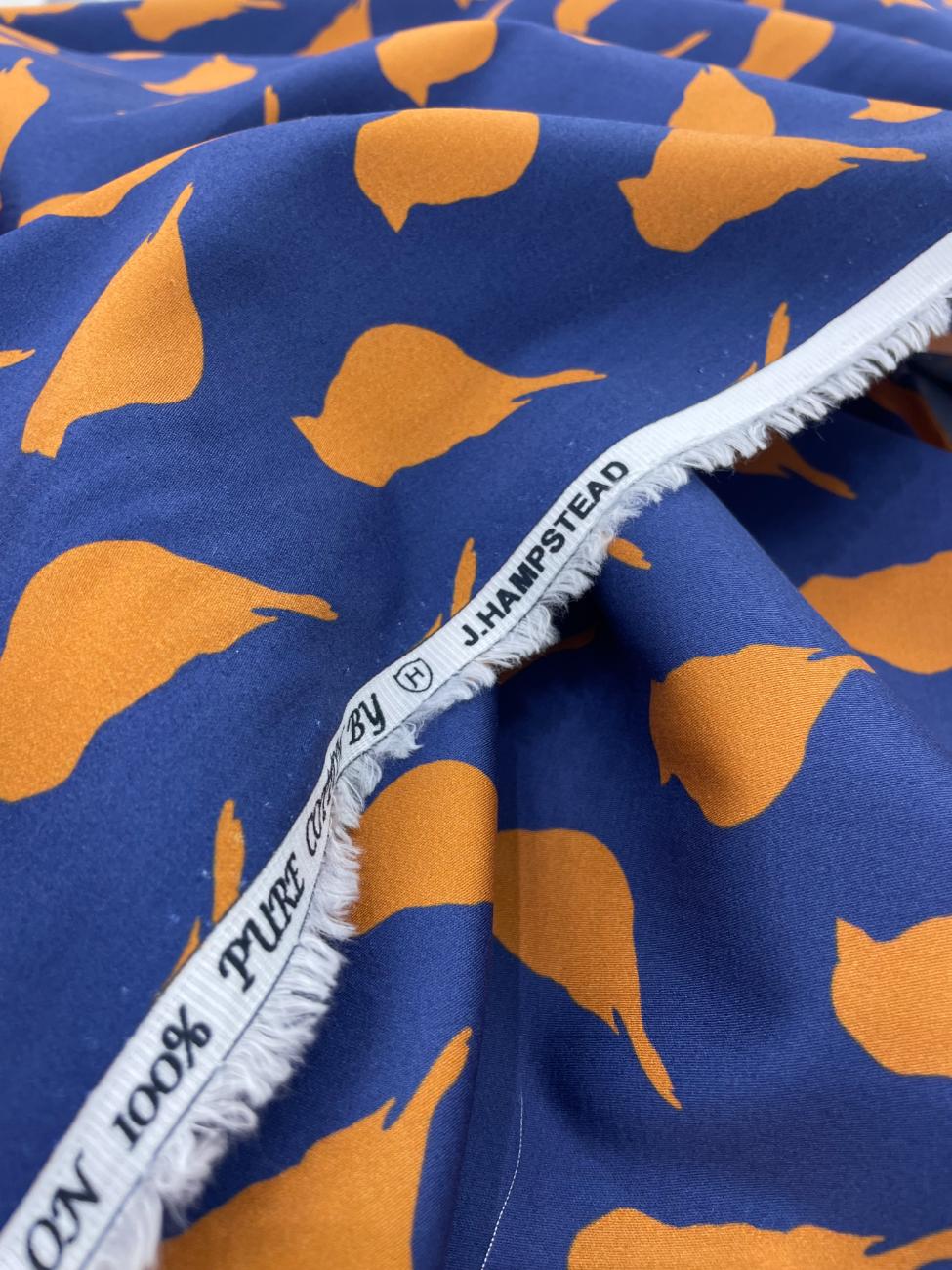 J.Hampstead Bird Print Luxury Giza Cotton Fabric for Men's Shirt