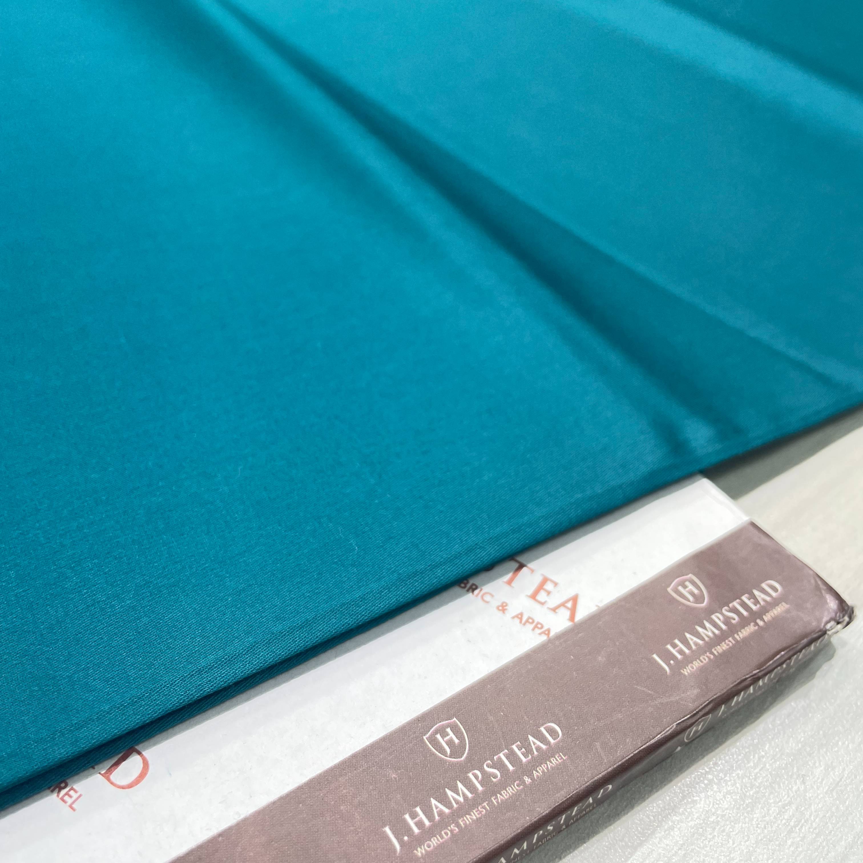 J.Hampstead Teal Blue Luxury Giza Cotton Fabric for Men's