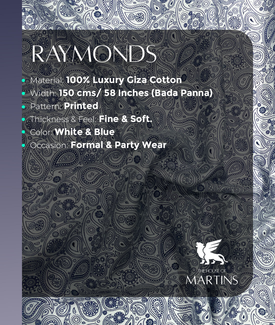 Raymond Paisley Print Designer Shirt Fabric