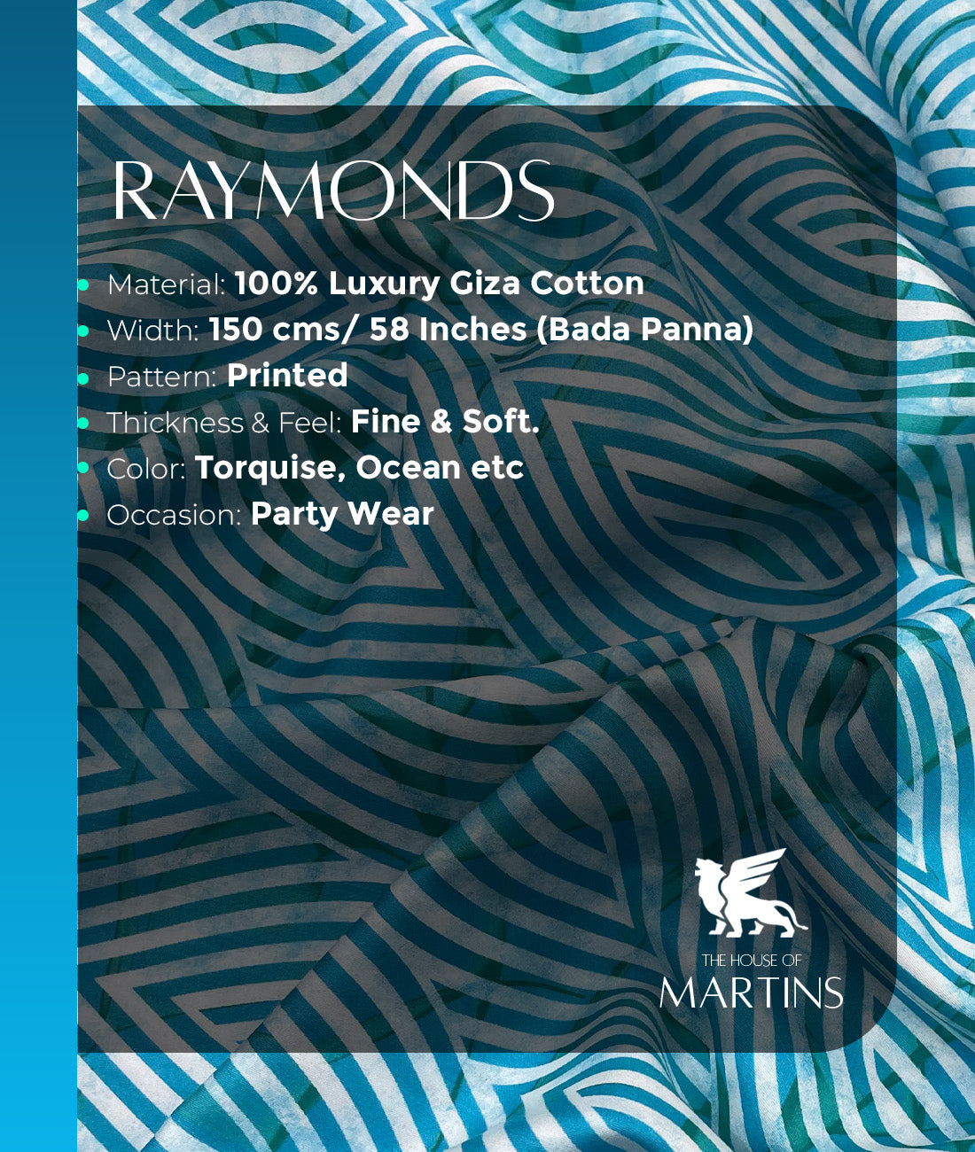 Raymond Ultra Luxury Designer Giza Cotton Fabric for Men's Shirt