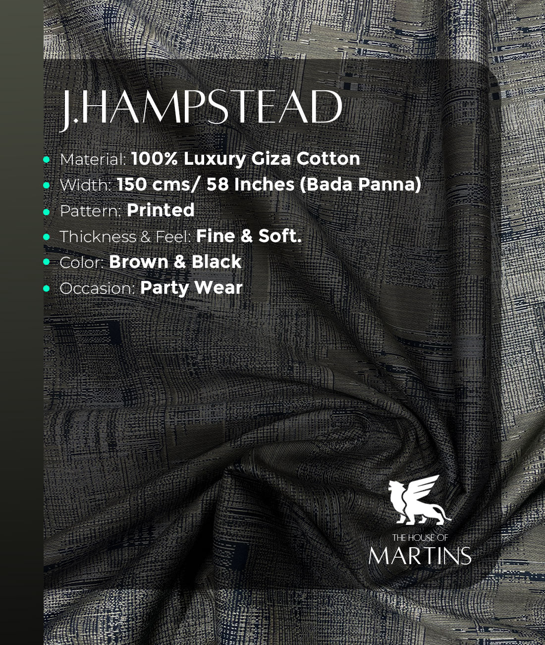 J.Hampstead Printed Luxury Giza Cotton Shirt Fabric