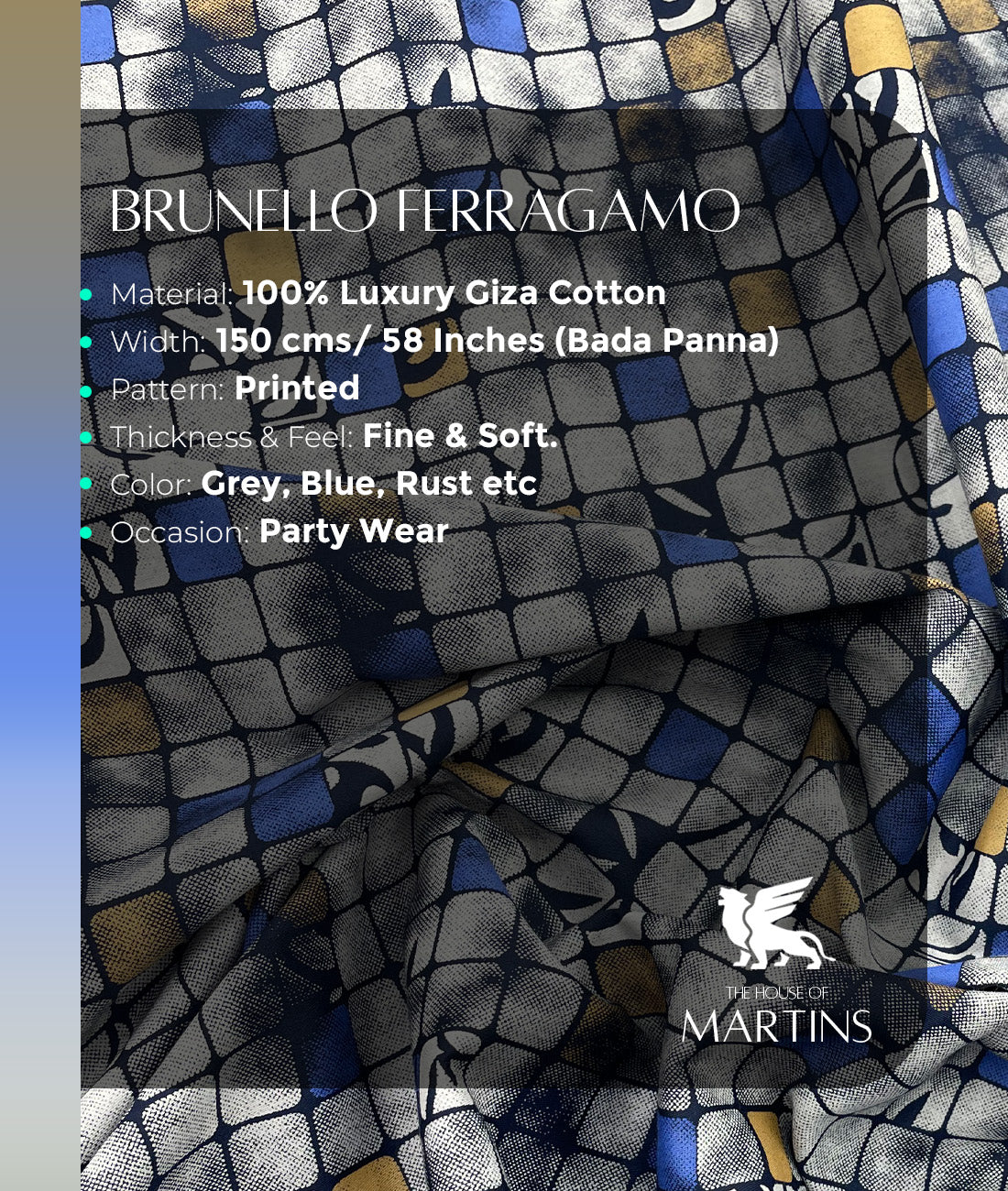 Brunello Ferragamo Abstract Print Fabric for Men's Shirt