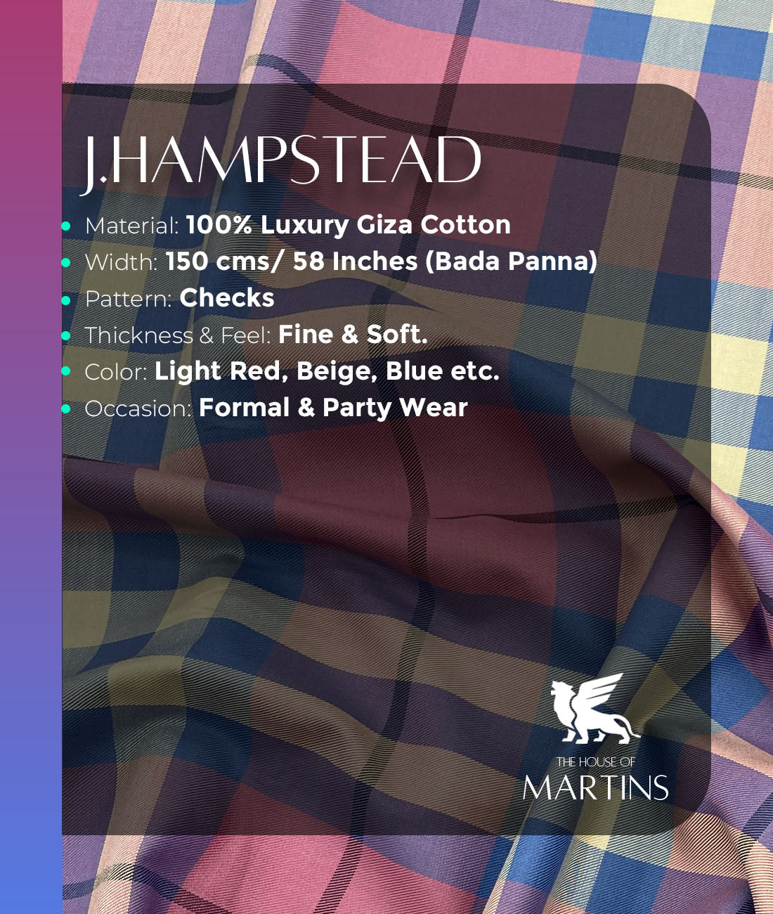 J.Hampstead Checks Luxe Edition Giza Cotton Fabric