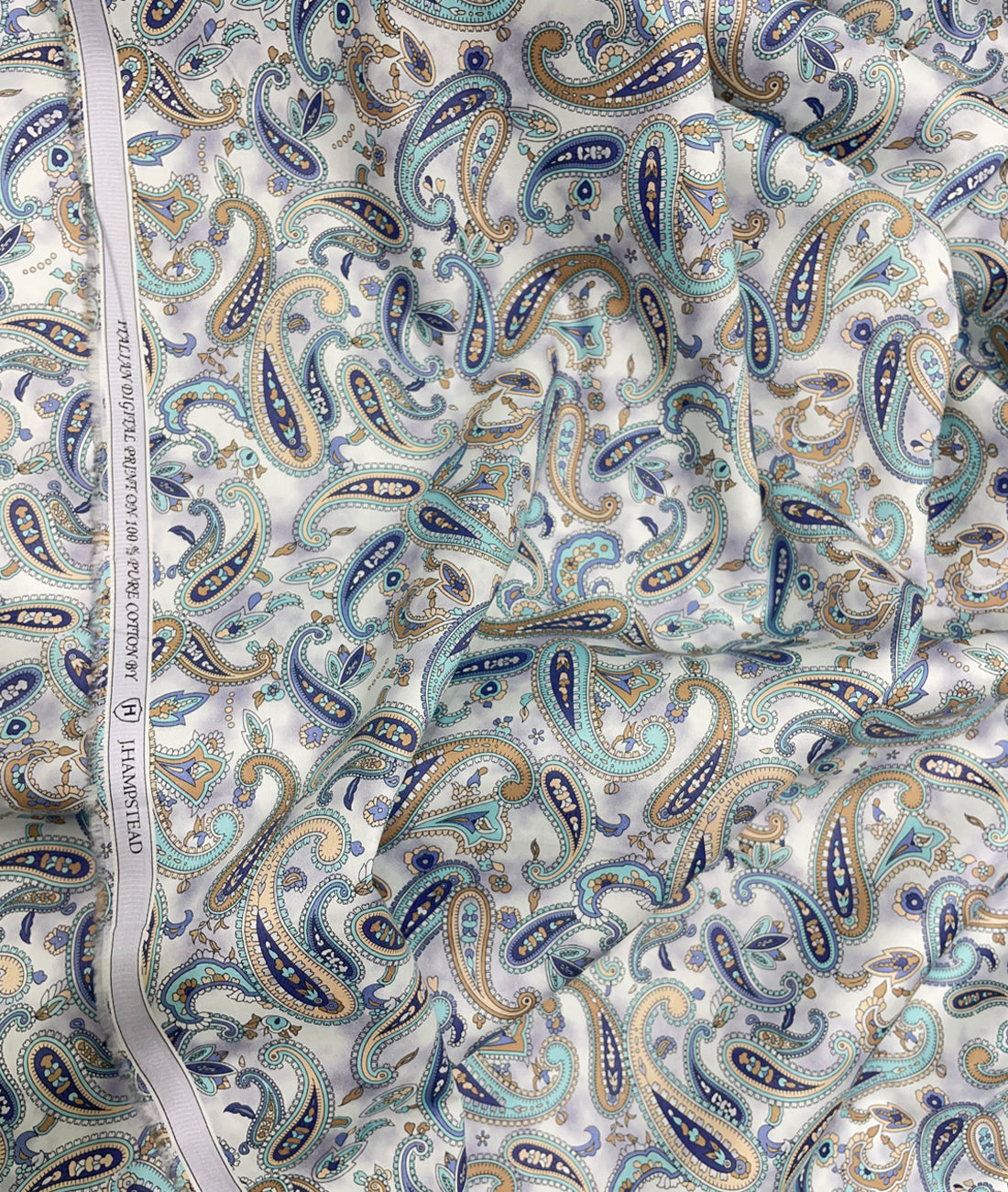 J.Hampstead Luxury Giza Cotton Paisley Printed Men's Unstitched Fabric
