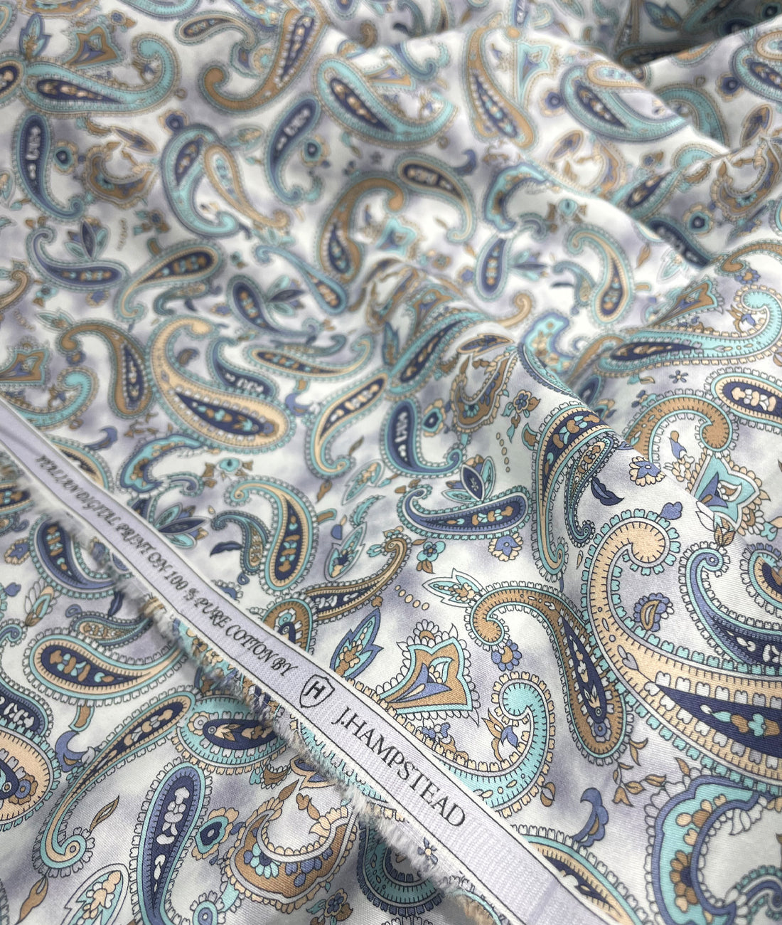 J.Hampstead Luxury Giza Cotton Paisley Printed Men's Unstitched Fabric