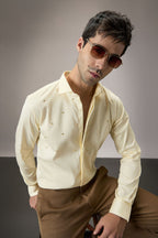 Heart Allover - Hand Embroidered Designer Shirt -  Ivory