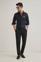 Daddy Long Legs(Spider) Hand Embroidered Designer Shirt - Navy