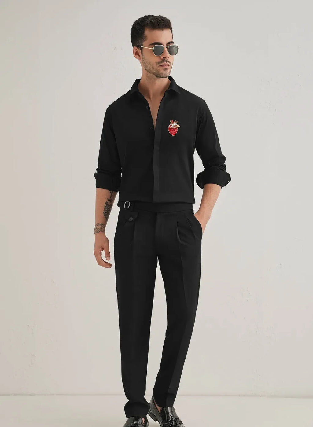 Heart Hand Embroidered Club Wear Shirt