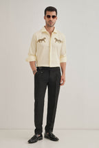 Bobcat - Hand Embroidered Designer Shirt - Ivory