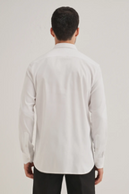 Long Flower hand embroidered designer shirt -White
