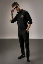 Cora (Heart) - Hand Embroidered Designer Shirt - Black