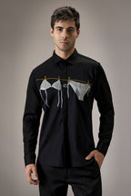 Bikini - Hand Embroidered Designer Shirt - Black