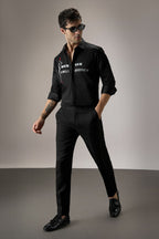 Fast Money - Hand Embroidered Designer Shirt - Black