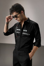 Fast Money - Hand Embroidered Designer Shirt - Black