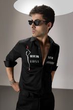 Fast Money - Hand Embroidered Designer Shirt - Black