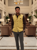 Linen 4 Pockets Hunting Sadri for Royal Event