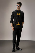 Daffy Duck - Hand Embroidered Designer Shirt - Black