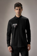 Fuck It - Hand Embroidered Designer Shirt - Black