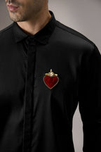 Cordelia - Hand Embroidered Designer Shirt - Black