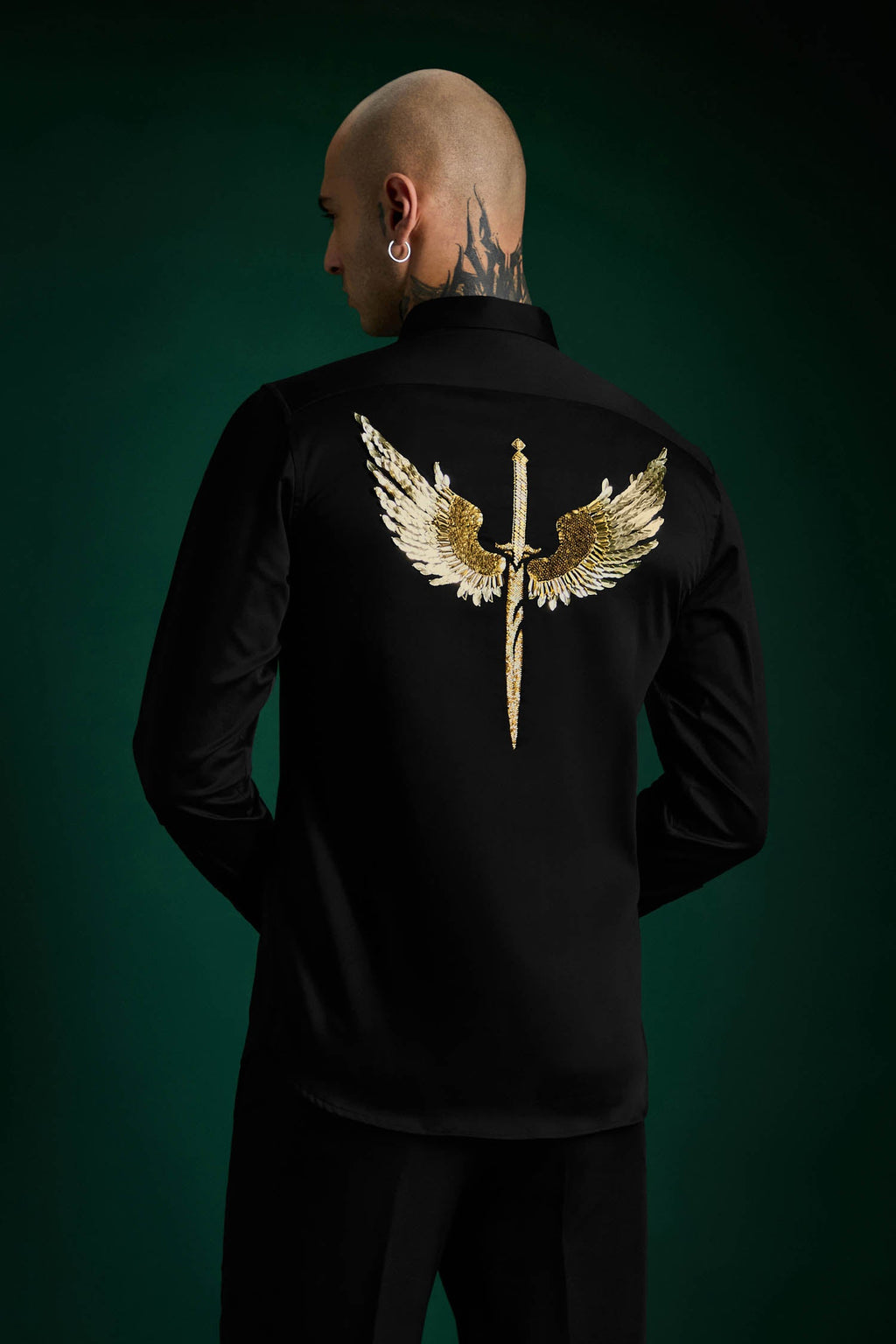 Soar Hand Embroidered Designer Shirt - Black