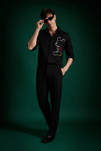 Big Mickey - Black Hand Embroidered Designer Shirt