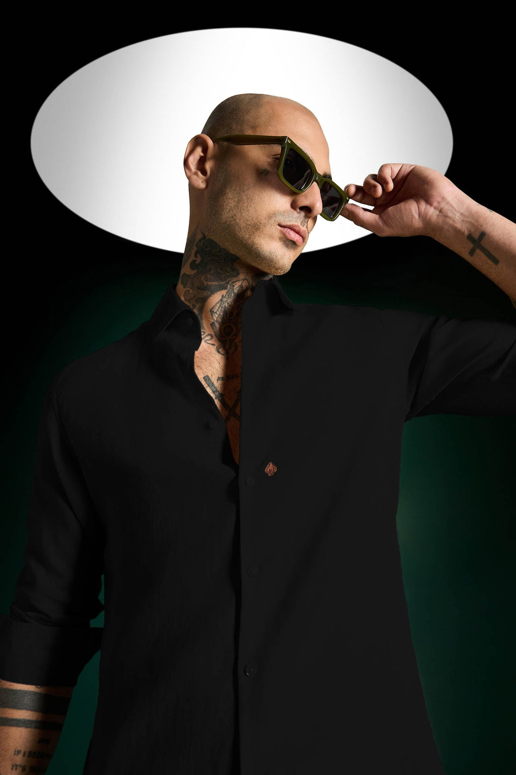 Spade Irish Linen Shirt - Black - Brown