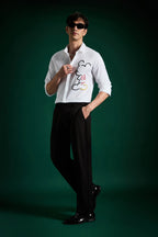 Big Mickey - White Hand Embroidered Designer Shirt