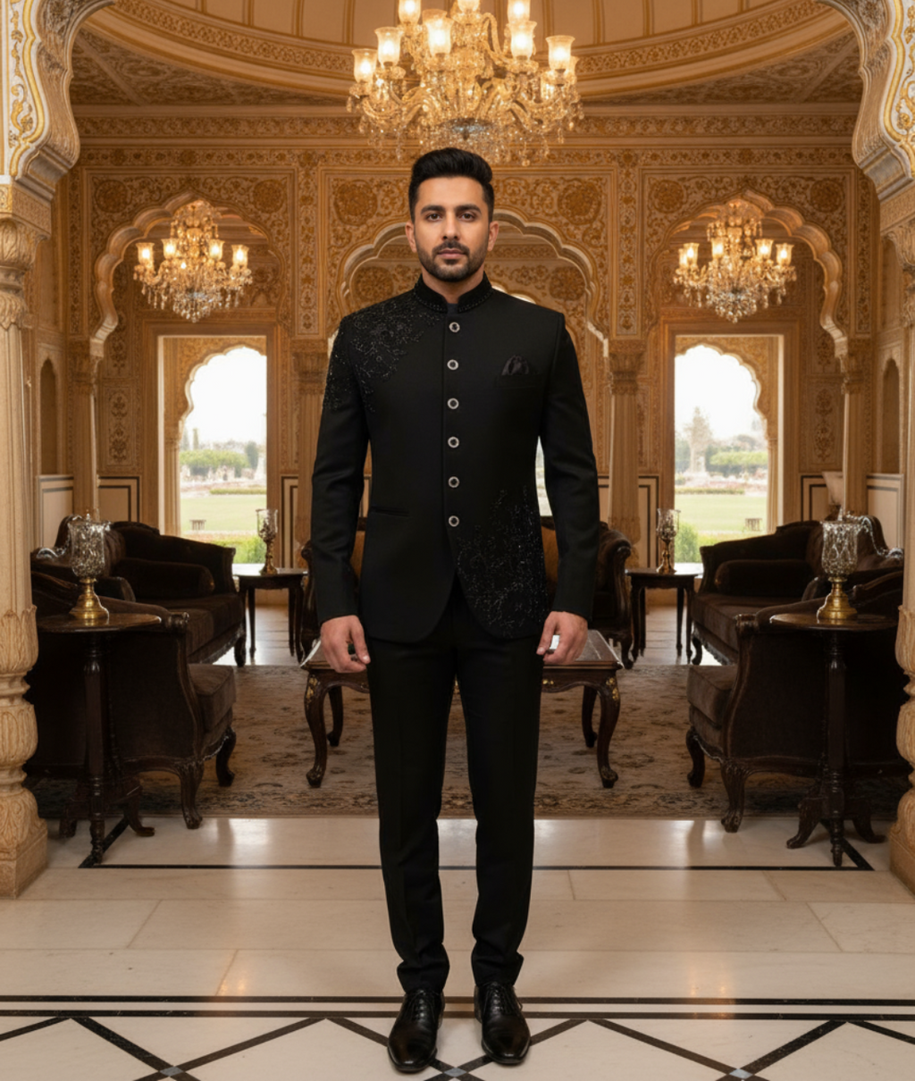 Luxury Designer Hand Embroidered Bandhgala Suit for Wedding