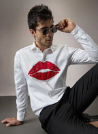 Lips Hand Embroidered Club Wear Shirt