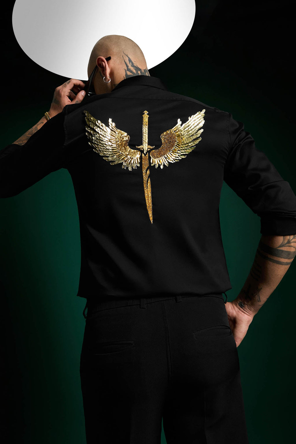 Soar Hand Embroidered Designer Shirt - Black