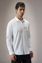 Buy Me Shots - Hand Embroidered Designer Shirt - White