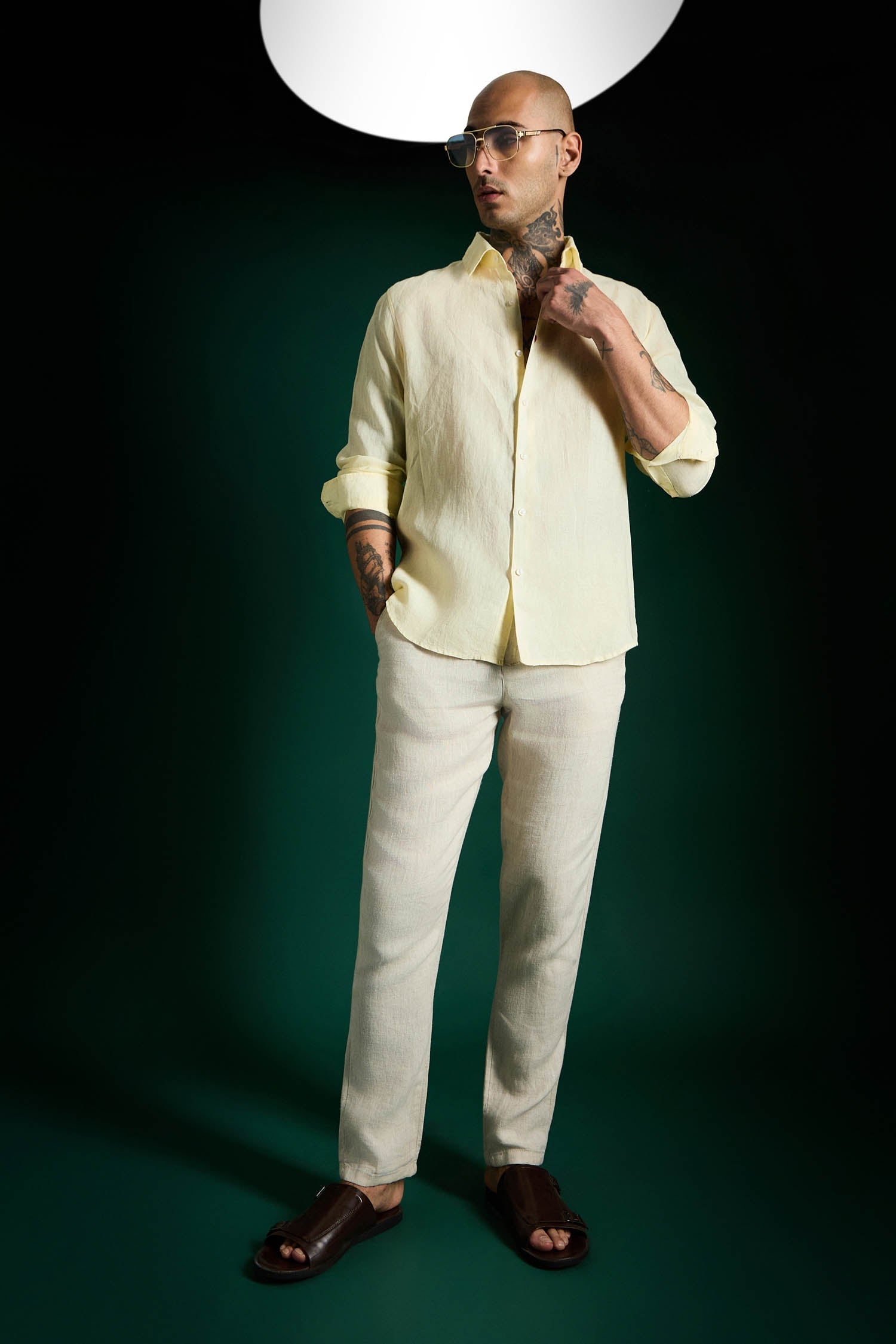 Heart Irish Linen Shirt - Mellow Yellow