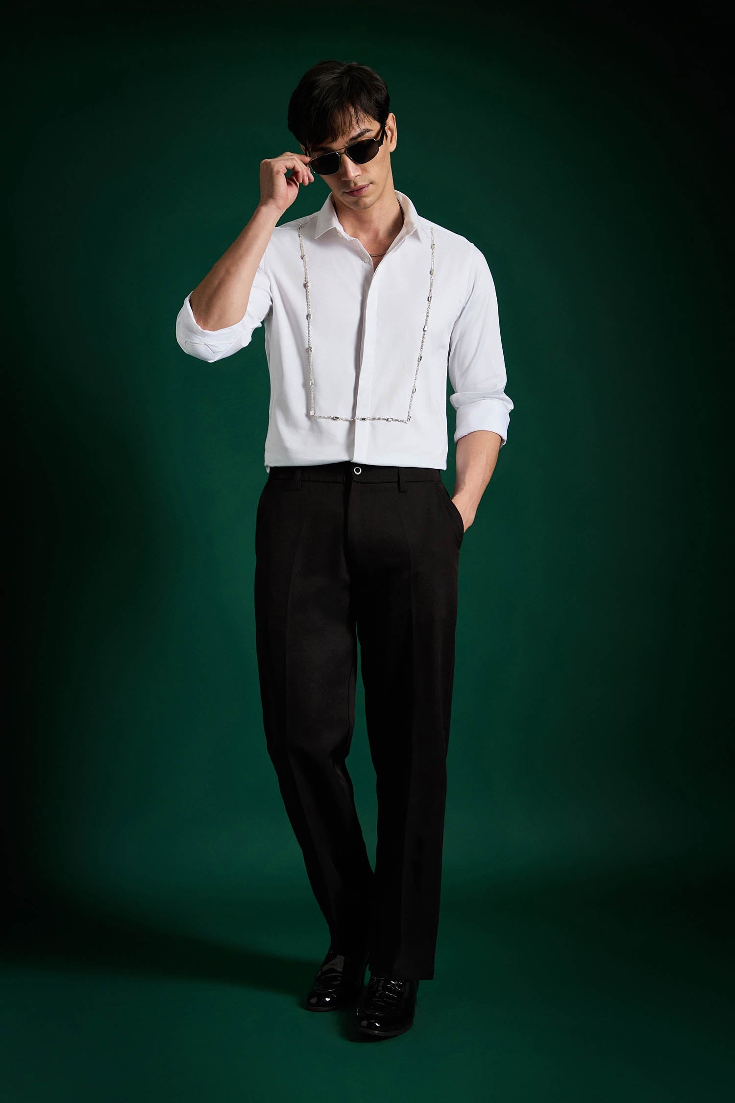 Forms- Hand Embroidered Designer Shirt - White