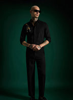 Black Designer Hand Embroidered Shirt Club Wear