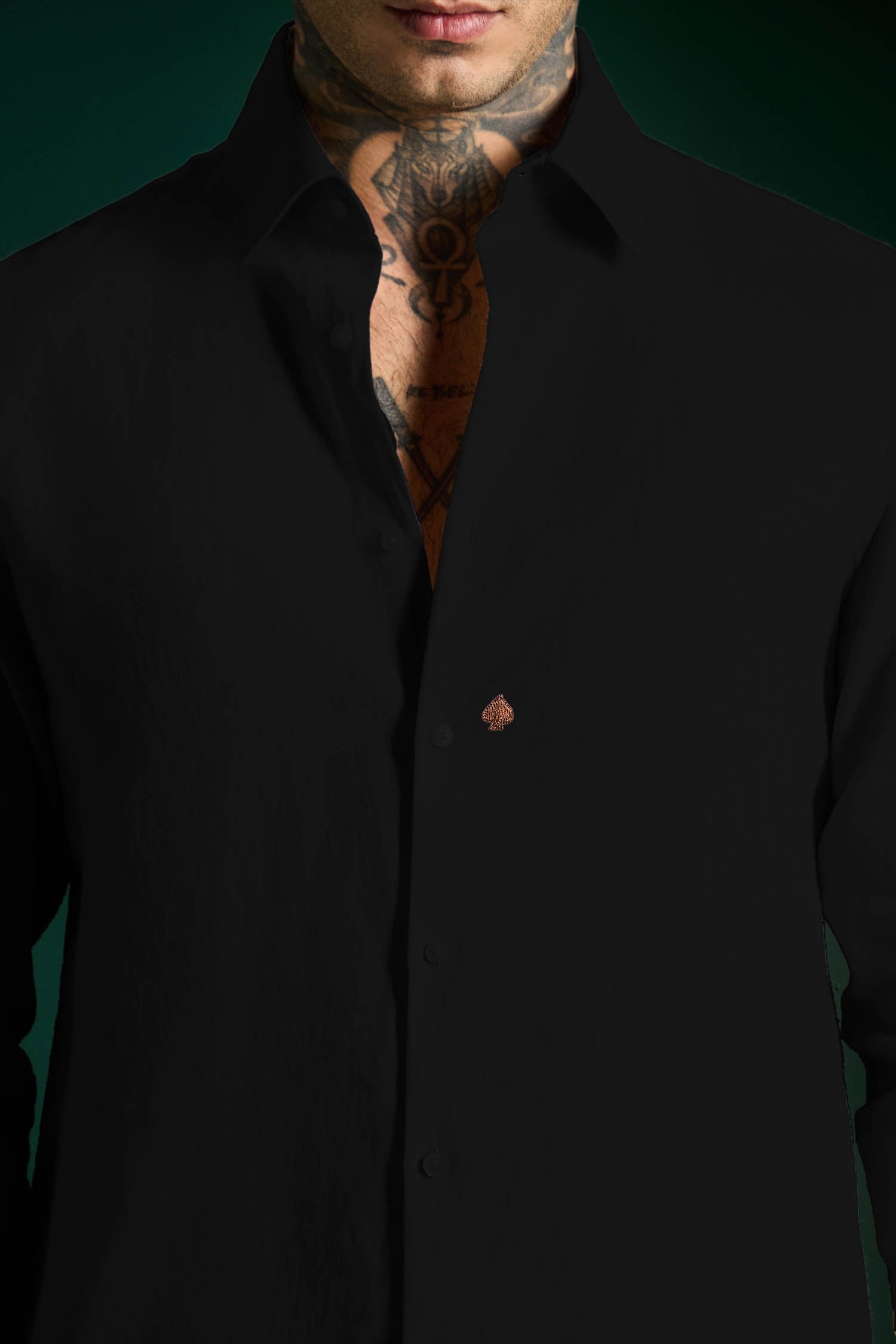 Spade Irish Linen Shirt - Black - Brown