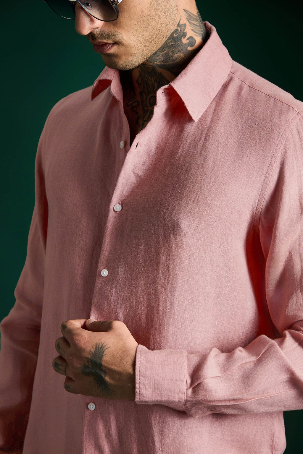 Irish Linen Shirt - Salmon Pink