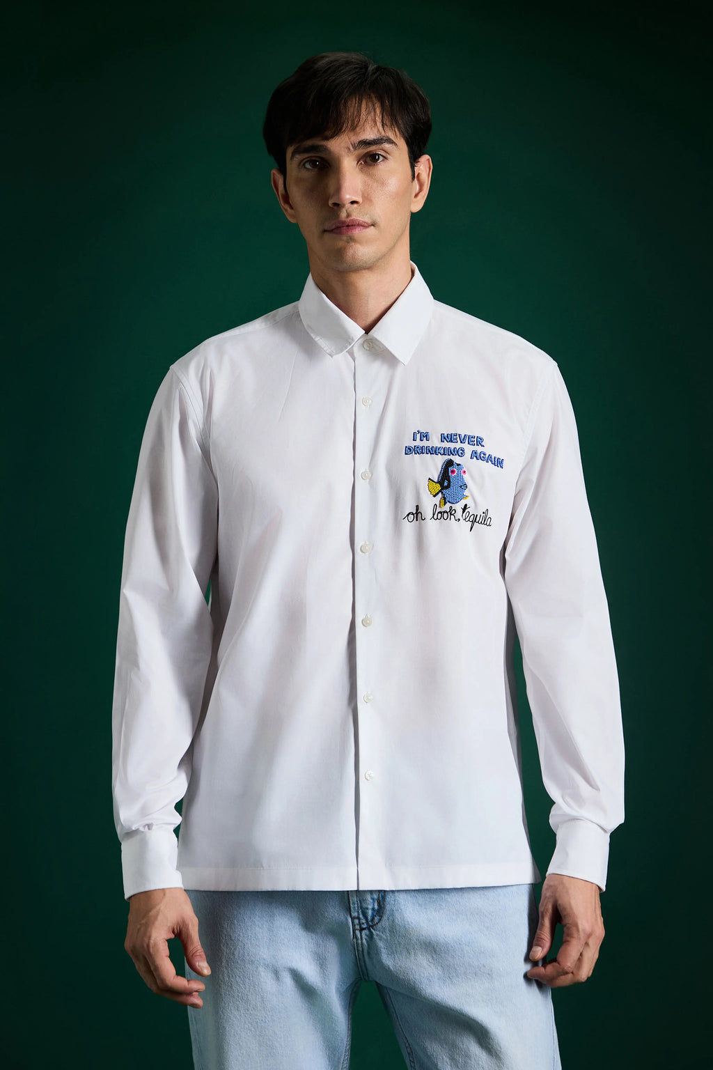 I Am Never Drinking Again Hand Embroidered Designer Shirt
