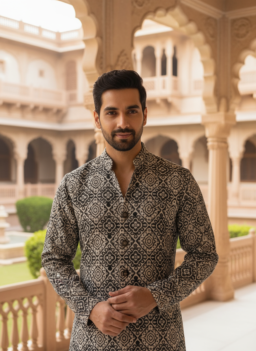 V Neck Luxury Kurta for Wedding Outfit