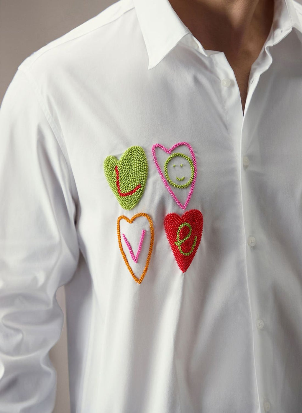 White Designer Hand Embroidered Shirt Club Wear