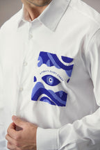 Attract Don‰۪t Chase - Hand Embroidered Designer Shirt - White