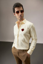 Cordelia - Hand Embroidered Designer Shirt - Ivory
