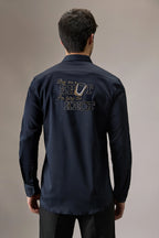 Buy Me Shots - Hand Embroidered Designer Shirt - Navy