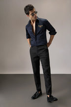 Wasp - Hand Embroidered Designer Shirt - Navy
