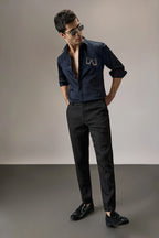 Buy Me Shots - Hand Embroidered Designer Shirt - Navy