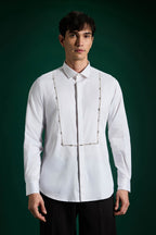 Forms- Hand Embroidered Designer Shirt - White