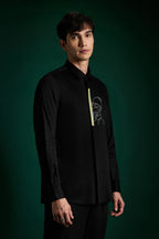 Static Brat Simpson Black - Hand Embroidered Designer Shirt