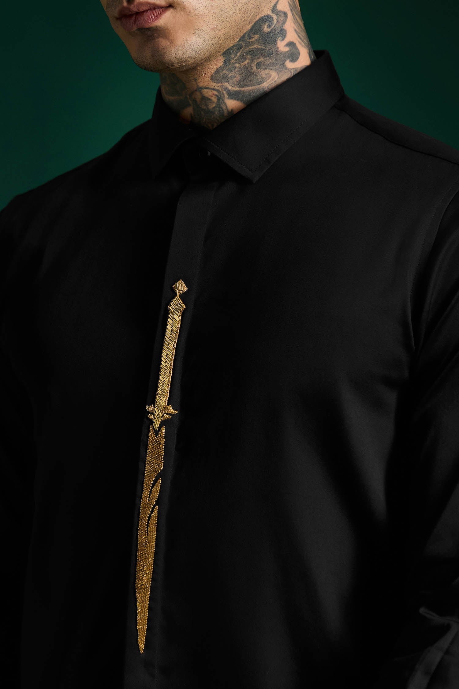 Soar Hand Embroidered Designer Shirt - Black