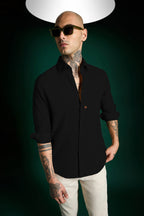 Spade Irish Linen Shirt - Black - Brown
