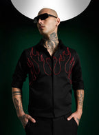Black Designer Hand Embroidered Shirt Club Wear