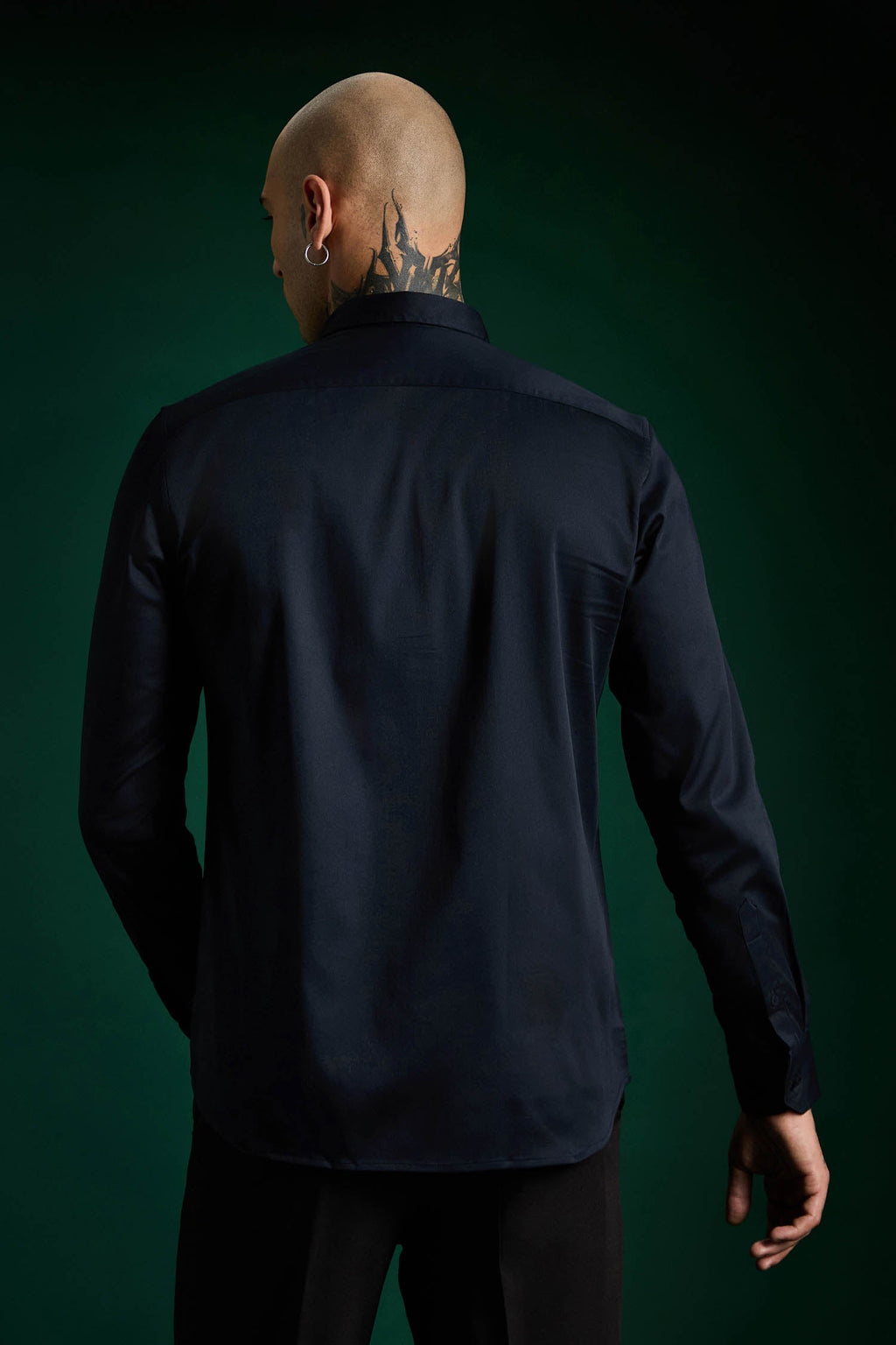 Champagne Hand Embroidered Designer Shirt - Navy